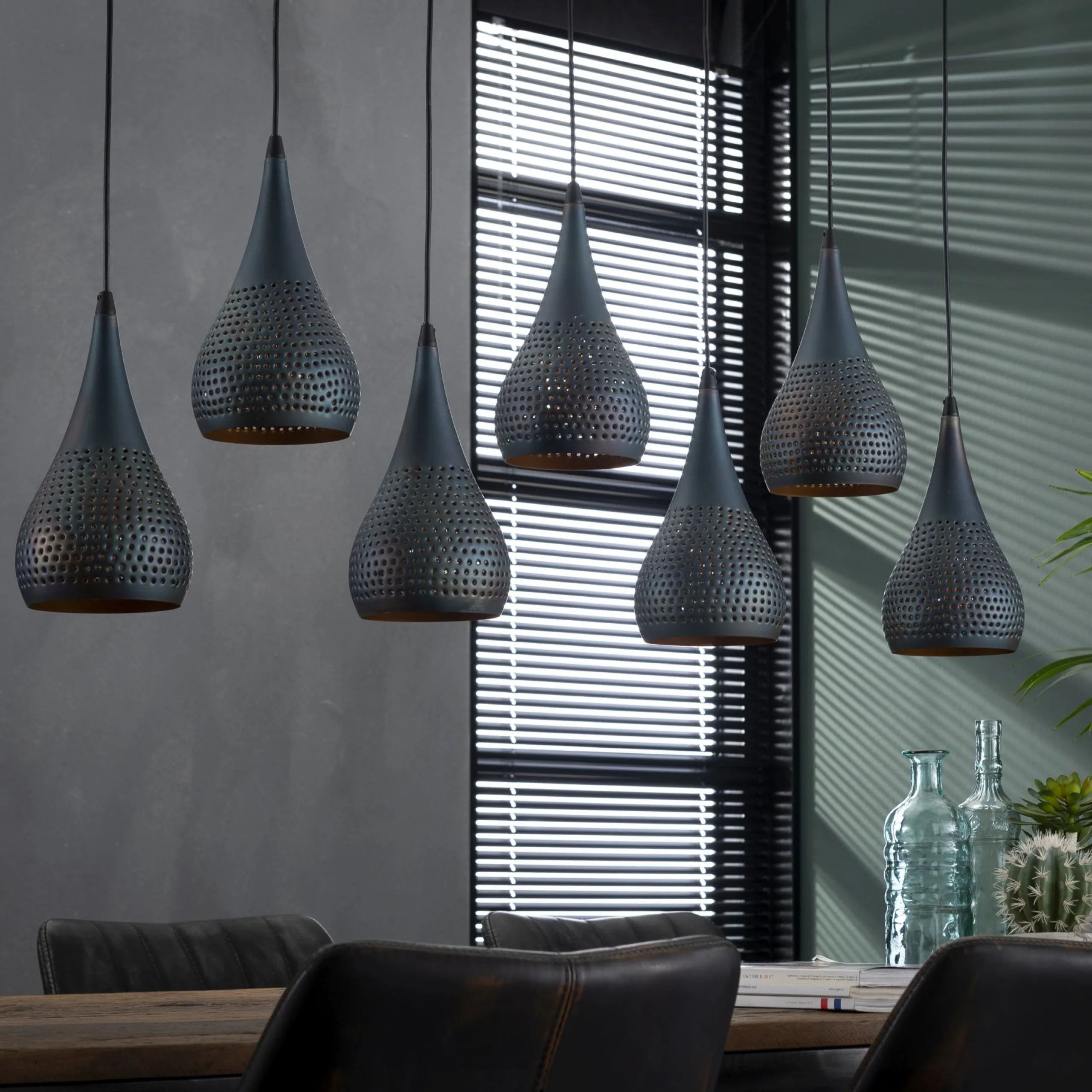 Hängelampe Vintage Tropfen Industrial Dots 7 Schirme Ø 15cm-Vintagehaus Lampen Clearance