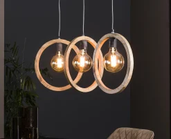 Hängelampe Wooden Circle 3er aus Mangoholz-Vintagehaus Lampen Outlet