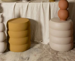 Hocker Beistelltisch Couchtisch Dakar Organic Metall Gelb-PTMD Clearance