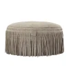Hocker Leder Carla Pouf Taupe Fransen 50 Ø-PTMD Outlet