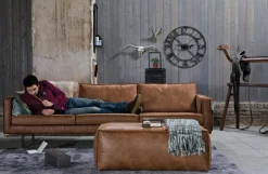 Hocker Leder Rodeo Pouf Cognac-BePureHome