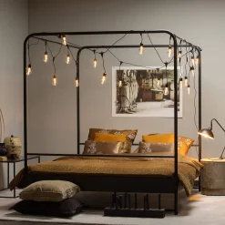 Industrial Himmelbett Metallbett Koje Schwarz Metall 160-Vintagehaus Outlet