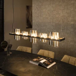 Industrial Hängelampe 10 Zylinder Rauchglas Bernsteinglas Metallrahmen-Vintagehaus Lampen Hot