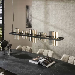 Industrial Hängelampe 10 Zylinder Rauchglas Bernsteinglas Metallrahmen-Vintagehaus Lampen Hot