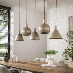 Industrial Hängelampe Metallo Beige mit unterschiedlichen Schirmen-Vintagehaus Lampen New