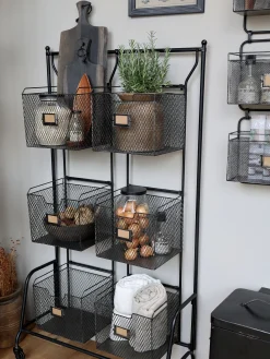 Industrial Küchenregal Standregal Lucas 6 Körbe und Räder-Chic Antique New