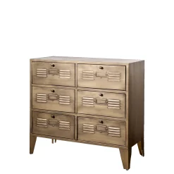 Industrial Kommode Spind Amaury Metall 6 Fächer Antik-Messing-Chic Antique Best