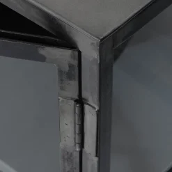 Industrial Sideboard Rift Gun Metall Glas 4türig Vitrine Used-Look-Vintagehaus Sale