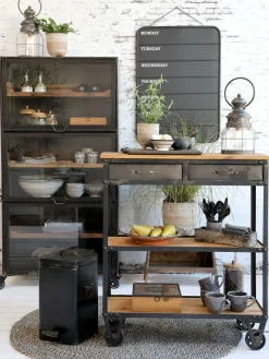 Industrial Treteimer Abfalleimer Schwarz Klein-Chic Antique