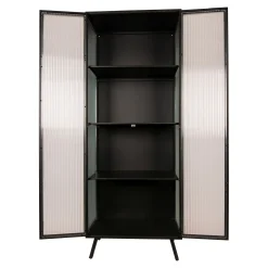 Industrial Vitrine Caeleen Metall mit geriffeltem Glas-PTMD Discount