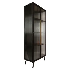 Industrial Vitrine Caeleen Metall mit geriffeltem Glas-PTMD Discount