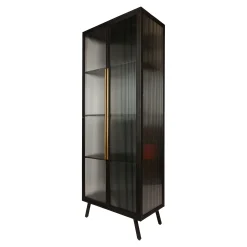 Industrial Vitrine Caeleen Metall mit geriffeltem Glas-PTMD Discount