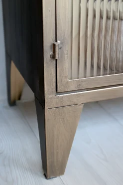 Industrial Vitrine Kabinett Golden Amaury Geriffeltes Glas 150/60-Chic Antique Discount