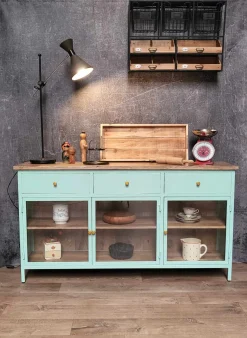 Landhaus Sideboard Provence Metallkorpus Holz Azure 160 - Ausstellungsstück-Vintagehaus Online