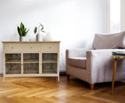 Landhaus Sideboard Provence Metallkorpus Holz Champagner 160-Vintagehaus