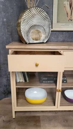 Landhaus Sideboard Provence Metallkorpus Holz Champagner 160-Vintagehaus