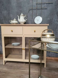 Landhaus Sideboard Vintage 2türig Provence Metall Holz Champagner-Vintagehaus Sale