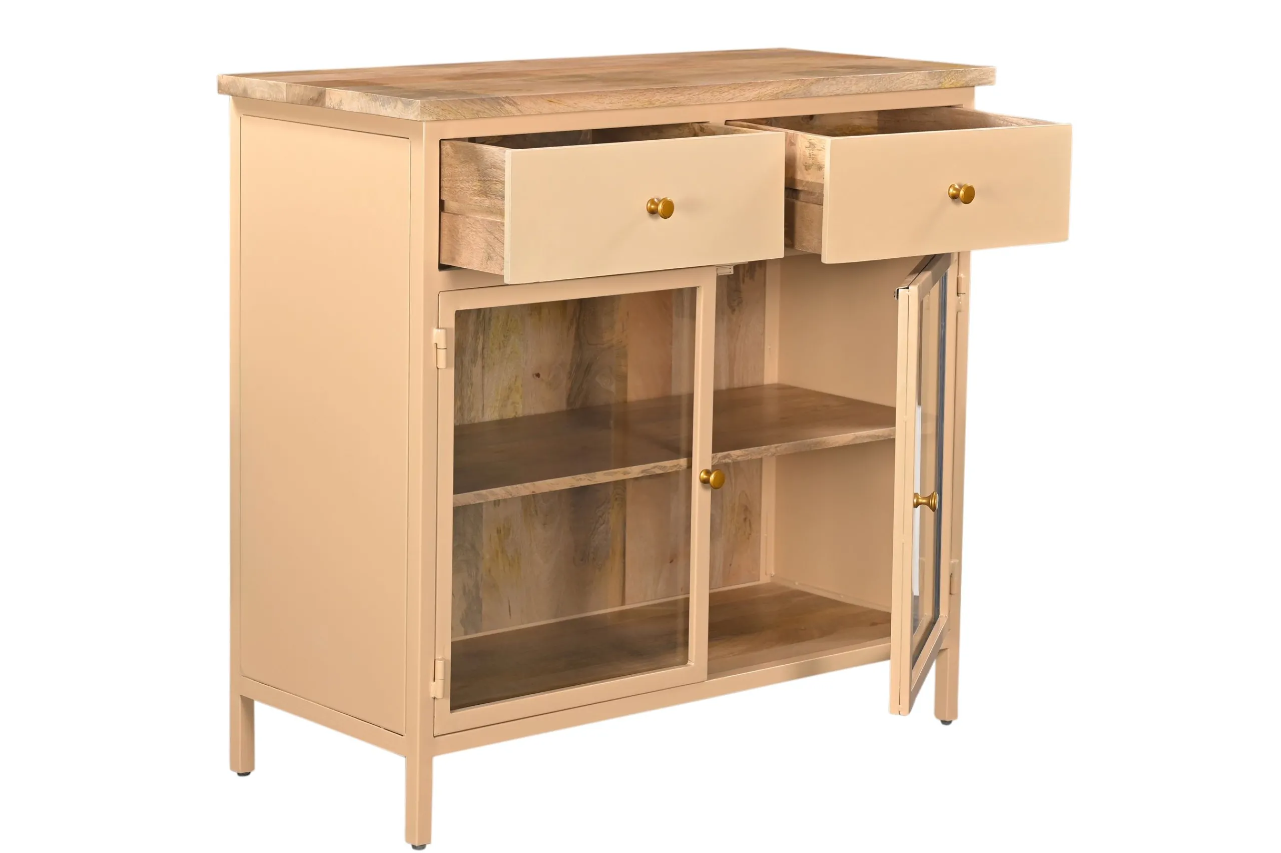 Landhaus Sideboard Vintage 2türig Provence Metall Holz Champagner-Vintagehaus Sale