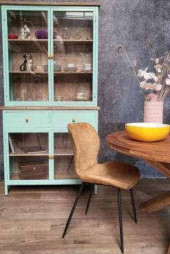 Landhaus Vitrine Küchenbuffet Provence Vintage Metall Holz Azure 200-Vintagehaus