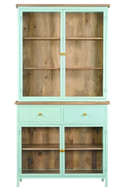 Landhaus Vitrine Küchenbuffet Provence Vintage Metall Holz Azure 200-Vintagehaus