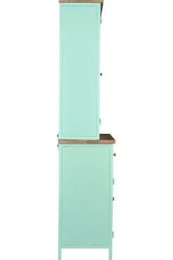 Landhaus Vitrine Küchenbuffet Provence Vintage Metall Holz Azure 200-Vintagehaus