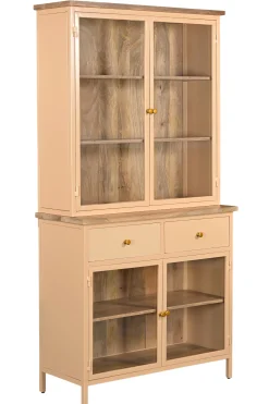 Landhaus Vitrine Küchenbuffet Provence Vintage Metall Holz Champagner 200-Vintagehaus Hot