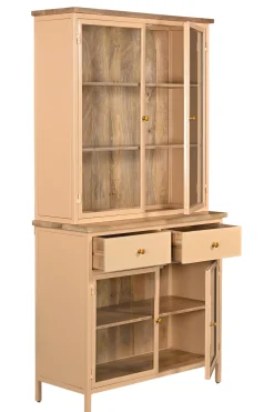 Landhaus Vitrine Küchenbuffet Provence Vintage Metall Holz Champagner 200-Vintagehaus Hot