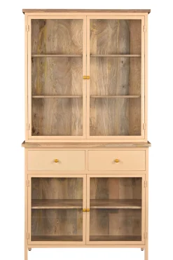 Landhaus Vitrine Küchenbuffet Provence Vintage Metall Holz Champagner 200-Vintagehaus Hot