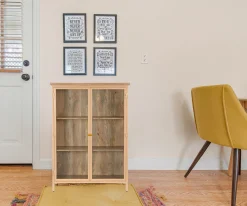 Landhaus Vitrine Provence Vintage Metallkorpus Holz Champagner 130-Vintagehaus Best