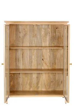 Landhaus Vitrine Provence Vintage Metallkorpus Holz Champagner 130-Vintagehaus Best