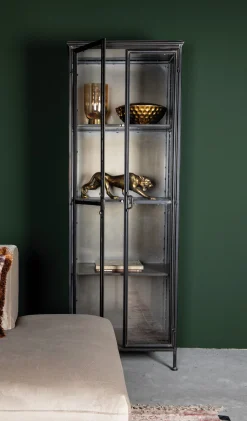 Metallschrank Vitrine Purist 180 Vintage Industrial Metall/Glass-PTMD Online