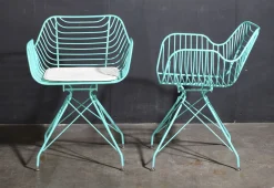 Metallstuhl Outdoor/Indoor Industrial Tulum Wire in türkis inkl. Kissen-Vintagehaus Clearance