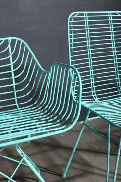 Metallstuhl Outdoor/Indoor Industrial Tulum Wire in türkis inkl. Kissen-Vintagehaus Clearance