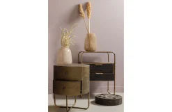 Nachttisch Beistelltisch Glossy Rund Metall Antik Messing-BePureHome