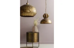 Nachttisch Beistelltisch Glossy Rund Metall Antik Messing-BePureHome