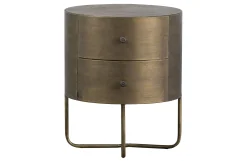 Nachttisch Beistelltisch Glossy Rund Metall Antik Messing-BePureHome