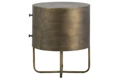 Nachttisch Beistelltisch Glossy Rund Metall Antik Messing-BePureHome