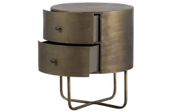 Nachttisch Beistelltisch Glossy Rund Metall Antik Messing-BePureHome