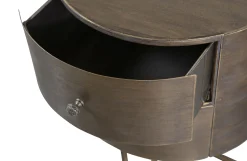 Nachttisch Beistelltisch Glossy Rund Metall Antik Messing-BePureHome