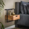 Nachttisch Solid Air Akazie Metall mit Wandhalterung-Vintagehaus New