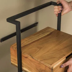 Nachttisch Solid Air Akazie Metall mit Wandhalterung-Vintagehaus New