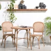 Outdoorset Rattan Bistrotisch 80 Ø + 2 Bistro Stühle Cabana PE/Alu-Vintagehaus Discount