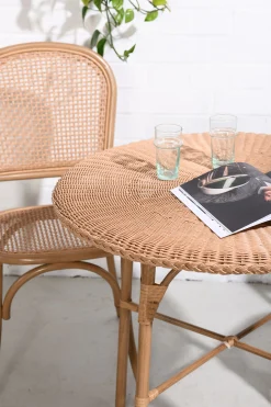 Outdoorset Rattan Bistrotisch 80 Ø + 2 Bistro Stühle Cabana PE/Alu-Vintagehaus Discount