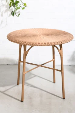 Outdoorset Rattan Bistrotisch 80 Ø + 2 Bistro Stühle Cabana PE/Alu-Vintagehaus Discount