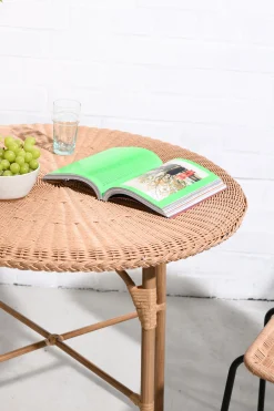 Outdoorset Rattan Bistrotisch 80 Ø + 2 Bistro Stühle Cabana PE/Alu-Vintagehaus Discount