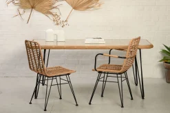 Rattan Esstisch 180/90 Hacienda Natur Bambusoptik In/Outdoor Glasplatte-Vintagehaus Discount