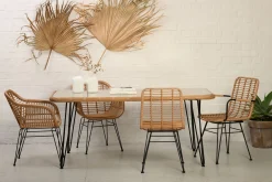 Rattan Esstisch 180/90 Hacienda Natur Bambusoptik In/Outdoor Glasplatte-Vintagehaus Discount