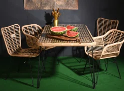 Rattan Esstisch 180/90 Hacienda Natur Bambusoptik In/Outdoor Glasplatte-Vintagehaus Discount