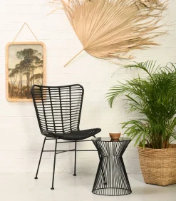 Rattanstuhl Esszimmerstuhl Hacienda PE-Rattan Butterfly In/Outdoor Schwarz-Vintagehaus Sale