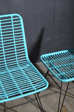 Rattanstuhl Esszimmerstuhl Hacienda Vela PE-Rattan In/Outdoor Türkis 2er Set-Vintagehaus Hot